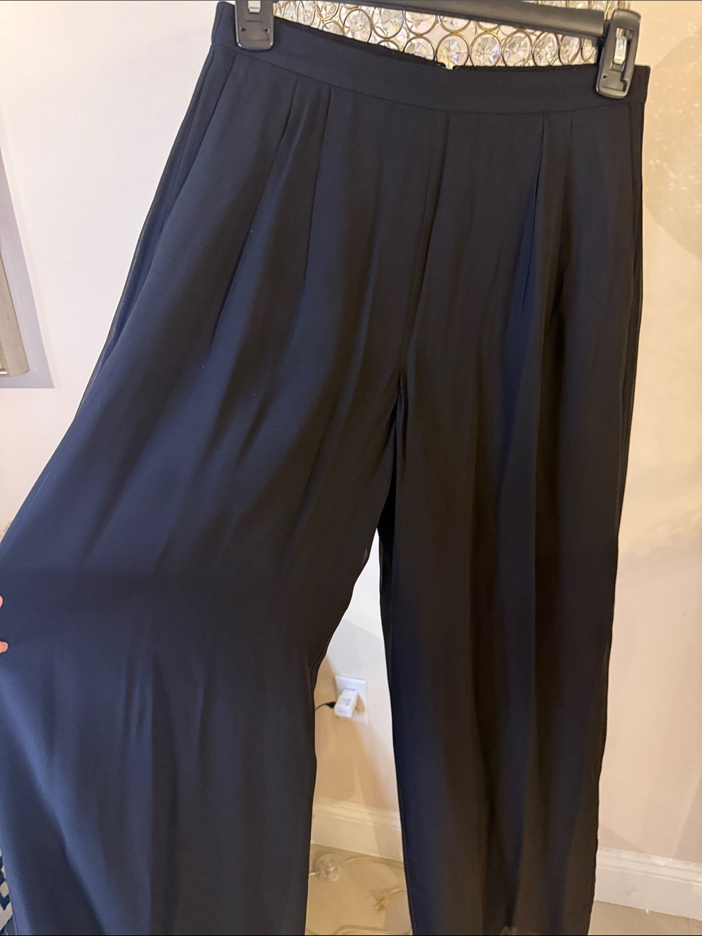 ST. John evening Flowing Black silk pants with Wide leg size 2 - Picture 3 of 5